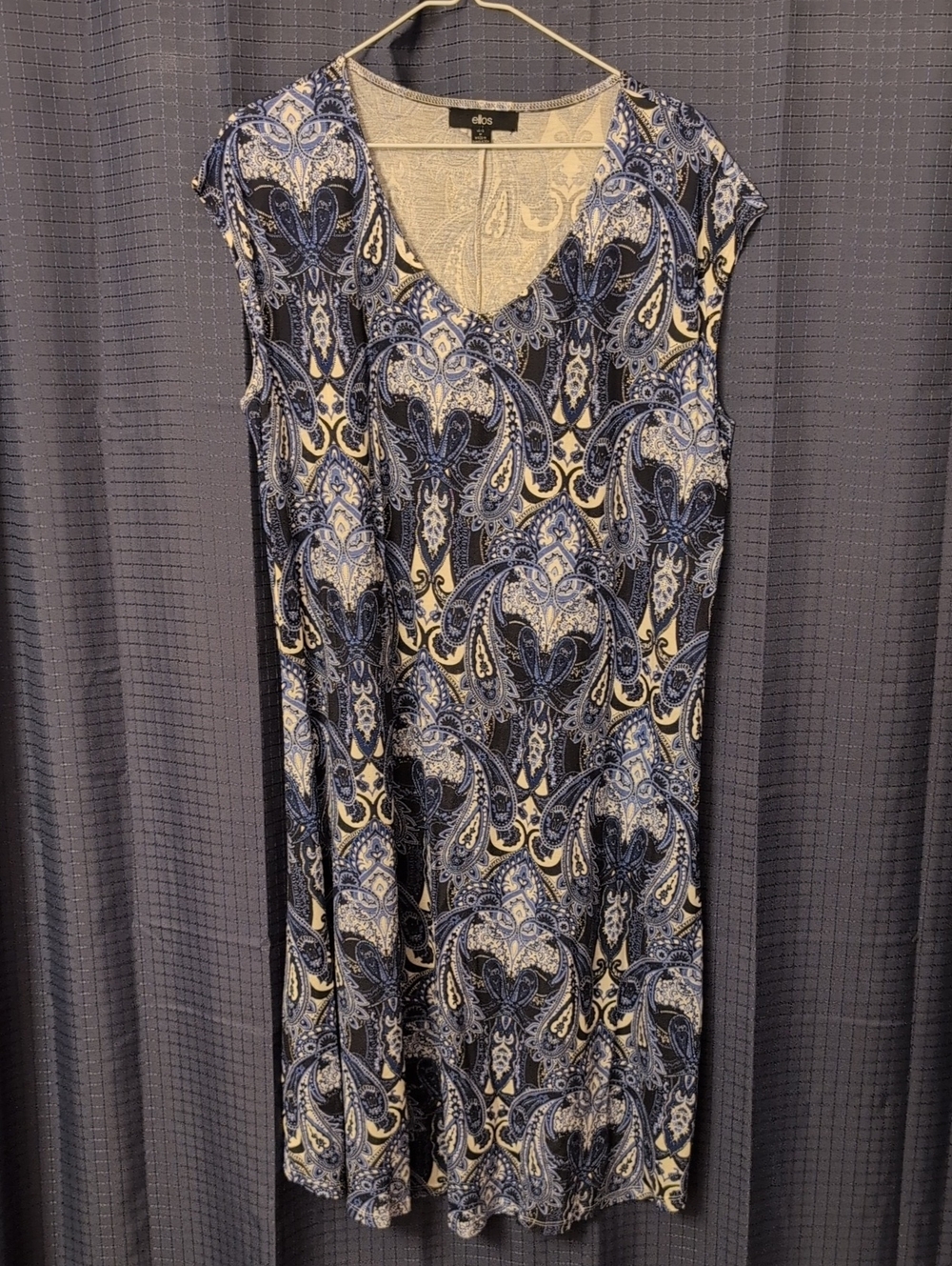ellos Multicolors of Blue & Black Paisley V-Neck Midi Dress  14/16